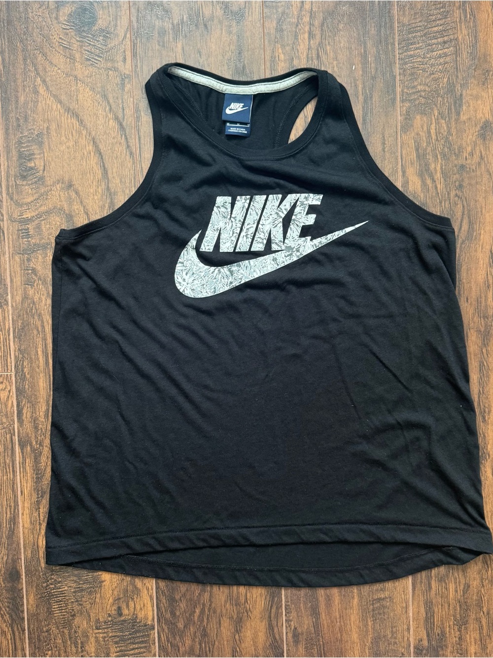 Nike Medium Black With White Floral Athletic Tank Top